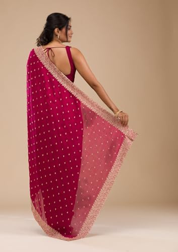 Image of Yashika Women Vichitra Silk Saree with Embroidered Border| Sarees Bollywood Sari | New Sarees | Saree Blouse| Designer Saree (AZ-YS-OG-LADYQUEEN-Parent)