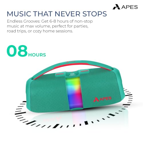 Image of APES BlastOutdoor Bluetooth Party Speaker, 8Hrs Playtime, Dynamic RGB LED's, 40W Speaker (Green)