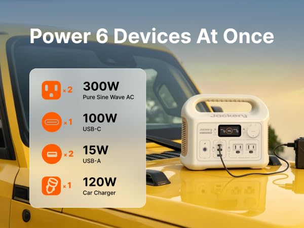 Image of Jackery Portable Power Station Explorer 300 Dune White, 292Wh | Backup LiFePO4 Battery, Solar Generator for Outdoors Camping Travel Hunting Blackout (Solar Panel Optional)