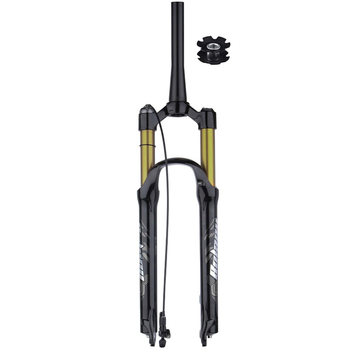MTB rower widelec amortyzowany pneumatycznie 1 1/8 cala stożkowa rura górska widelce amortyzowane 26 27,5 29 cali skok sprężyny 120 mm oś QR 9 mm 100 mm ręczna blokada z pilotem zdalnego sterowania