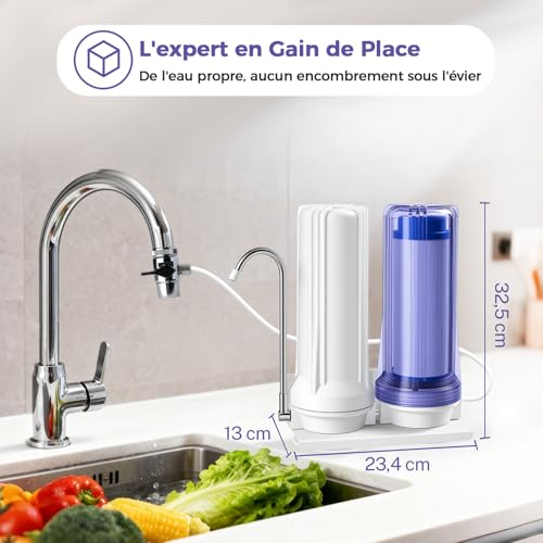 Filtration d'eau de comptoir iSpring CKC2 à haut rendement éliminant le chlore et les odeurs