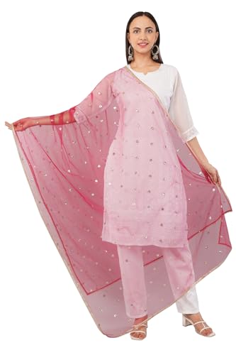 Image of Net Butti Dupatta for Women | Golden Lace Border Chunni | Butti Work Odhani | Wedding & Bridal Styling | Lightweight Drape | Kurti & Salwar Suit