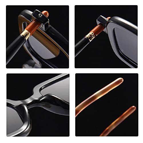 Gafas de sol para mujeres de estilo retro rectangular con proteccion UV400 y marco transparente 5