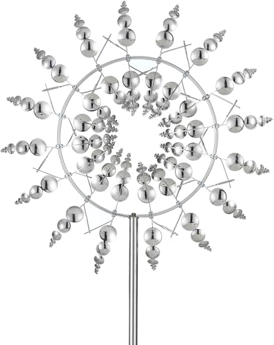 #VerdientProvisionen<br>3D Metall Windmühle 30cm Einzigartige und Magische Kinetisches Windspiel mit Metall Gartenpfahl für Außenterrassen Für Patio Rasen Garten Dekoration Ornament