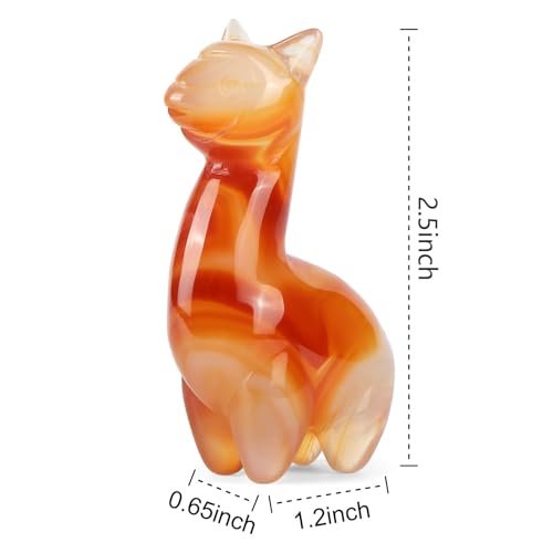 Estatua de Alpaca de Cristal Ágata Roja 2.5 pulgadas miniatura 2