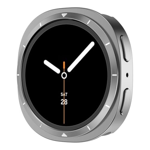 Image of 2 in 1 Metal Rugged Case Compatible with Samsung Galaxy Watch 8 40mm 44mm Shockproof Protect Bumper Case with Back Cover (NO WATCH) (Titanium and White,40mm)