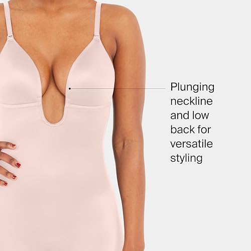 Image of SPANX SPANXshape Suit Your Fancy Plunge Low-Back Mid-Thigh Bodysuit - Comfortable One Piece - Medium Compression - Seamless