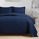 Tempcore Quilt Queen Size Navy Blue 3 Piece, Hypoallergenic Microfiber Lightweight Soft Bedspread Coverlet for All Season,Full/Queen Navy Blue,(1 Quilt,2 Shams)