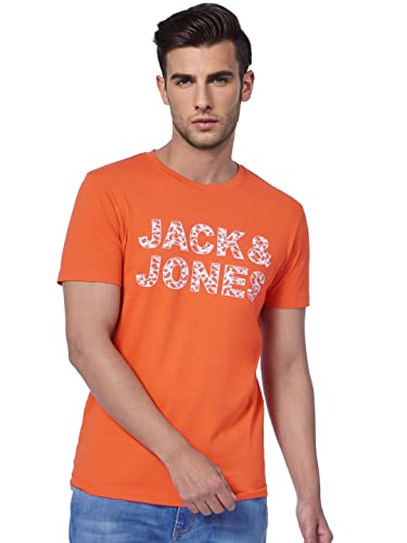 Image of Jack & Jones Men's Cotton Blend Typography Regular Fit Crew Neck Hoody