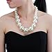 Fashion Single Chain Big Pearl Bib Collar Choker Statement Necklace White