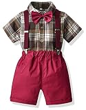 Ensemble de Mariage Enfant Tenue de Soirée en Coton Garçon Chemise avec Short Costume avec Chemise Bébé à Manches Courtes Couleur 5-3-4 Ans