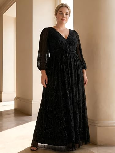 Robe de bal plissée manches longues masquant les imperfections en 58