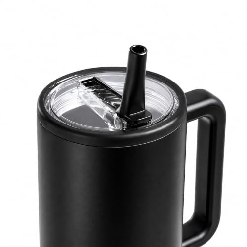 Image of Stainless Steel 1200 ml Vacuum Tumbler with Lid & Straw - Double‑Wall Insulated Cup for Travel, Gym & Office - Keeps Beverages Hot or Cold - 1.2 L Capacity (Black)
