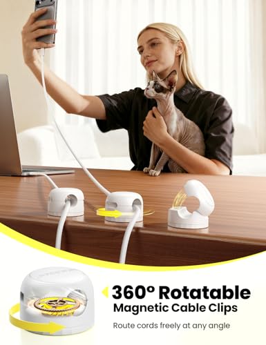 Image of JOYROOM 8 Pack Magnetic Cable Clips, 360 Swivel Cord Organizer Wire Holder