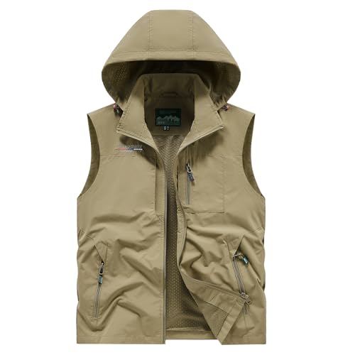 Image of Lightweight Outdoor Vest Jacket for Men, Windbreaker for Golf, Safari, Travel, Fishing, Hiking