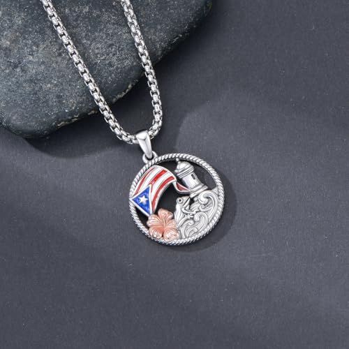 Puerto Rico Necklace 925 Sterling Silver Coqui Frog Flag Pendant Puerto Rico Jewelry Gifts for Women Puerto Ricans2