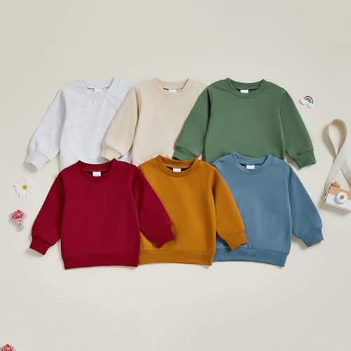 Mubineo Toddler Baby Boy Clothes Girl Basic Plain Sweatshirt Long Sleeve Shirts Kids Fall Winter Sweat Shirt Tops3
