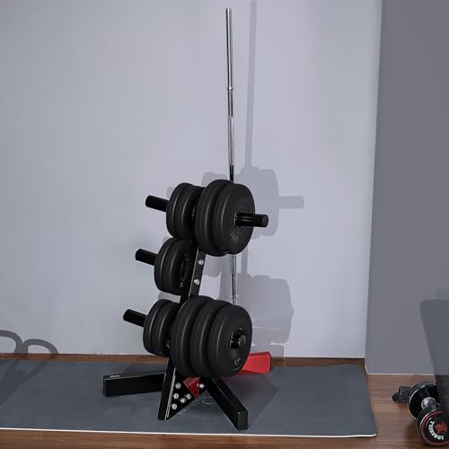 VEVOR Weight Plate Rack, L Frame Weight Plate Tree for 2-Inch Weight Plates, Standard Weight Plate Tree, 500 lbs Load Capacity Weight Storage Holder, Home Gym Barbell Rack Storage Stand, Black & Red - Image 8