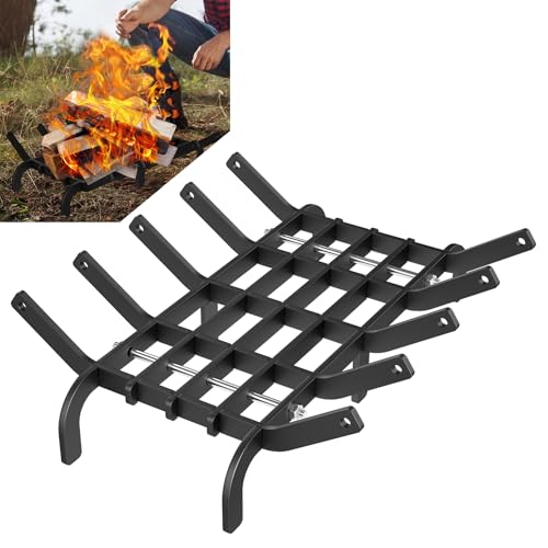 LZQ Parrilla para leña de chimenea de acero con alto contenido de carbono, resistente, 41 x 31 x 11 cm, soporte para leña, soporte para leña, soporte de madera, rejilla para horno, con pies, soporta