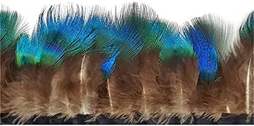 Zamihalaa Wholeslae Natural Peacock Feathers Chicken Pheasant Feather Trim Fringe Ribbon Feathers for Crafts Feathers for Jewelry Making