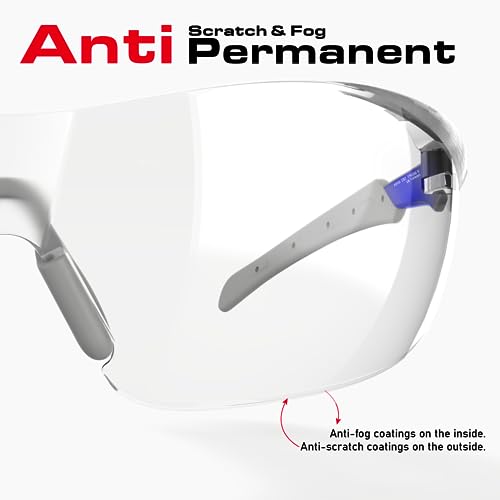 Image of Pickleball Safety Glasses Women Men, Protection, Classic Blue | ANSI Z87.1, Anti-Fog & Scratch Resistant Goggles for Work, Racquetball, Squash