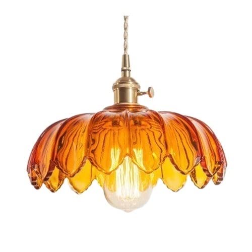 Chandelier en cuivre et verre lotus rétro chic pour salon raffiné