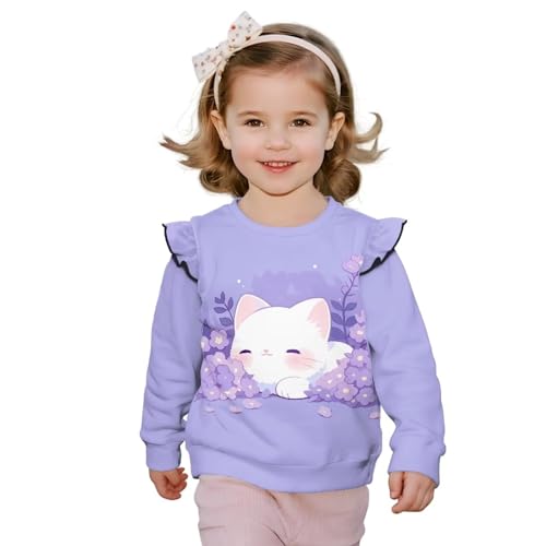 AFPANQZ Toddler Girls Sweatshirt Sweater Fashion Ruffle Long Sleeve Shirt Little Kids Pullover Tops for 1-8 Years3
