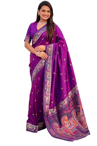 Image of SGF11 Women's Kanjivaram Pure Soft Silk Saree With Unstitched Blouse Piece
