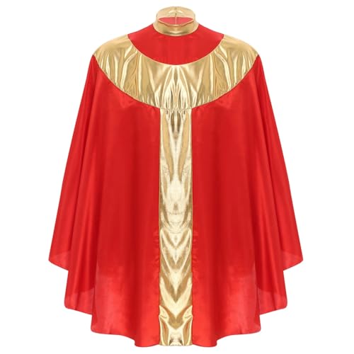 Casulla de sacerdote católico con capa de oración de manga larga y poncho metálico para misa
