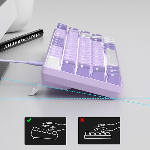 Image of MageGee Portable 60% Mechanical Gaming Keyboard, MK-Box LED White Backlit Compact 68 Keys Mini Wired Office Keyboard with Red Switch for Windows Laptop PC Mac - Violets