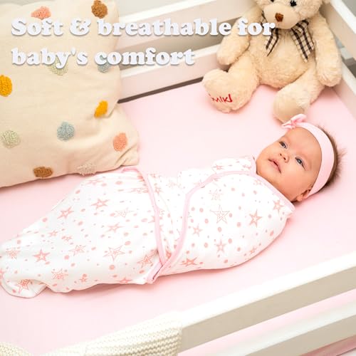Image of Baby Swaddle Blankets for Newborn Boy and Girl, Small /Medium 0-3 Months Old, 3 Set of Adjustable Infant Wrap, Grey & White