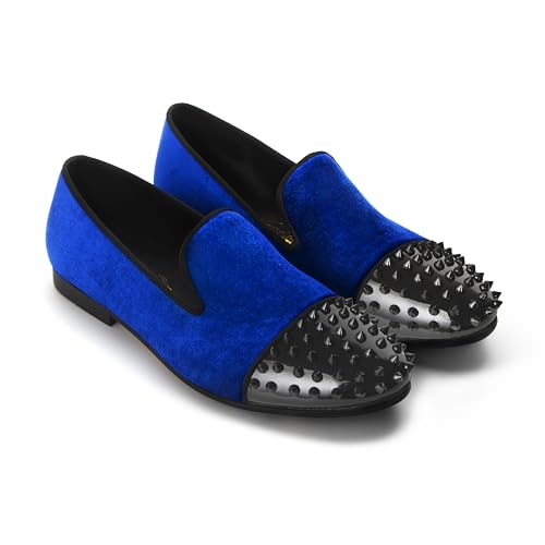 Image of Slip On Men Prom Dress Shoes Spikes Velvet Loafers