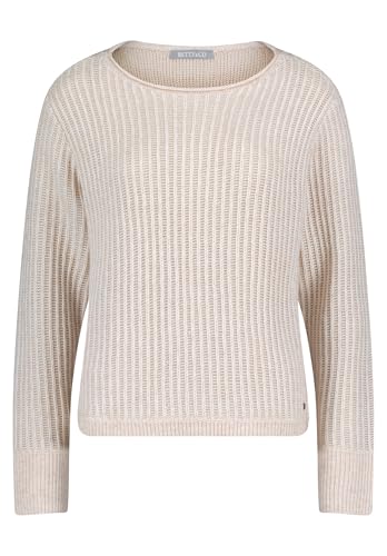 Betty & Co Damen Grobstrick-Pullover mit Lurexfaden 38, Crème Foncée Mélangée
