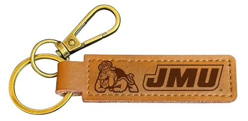 R and R Imports James Madison Dukes Leather Keychain 3.25” Long Officially Licensed Collegiate Product Single