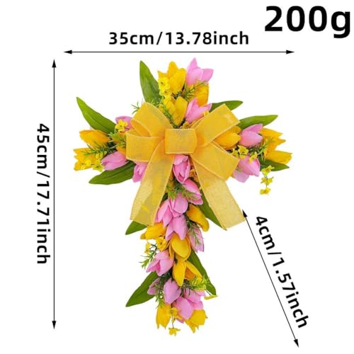 Couronne de Pâques en forme de croix : décoration printanière durable - 5