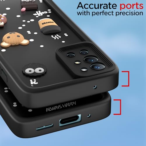 Image of Pikkme Back Cover for OnePlus 8T 5G / OnePlus 9R 5G | Cute Fun Cartoon 3D Bear Silicone Full Body Protection Bumper Cover (Black)