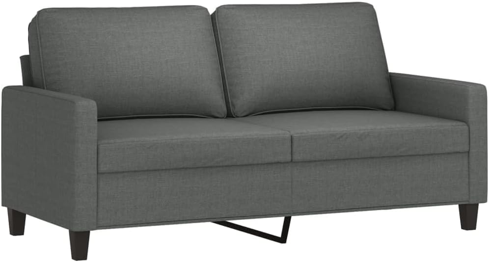 2-Seater Sofa Dark Grey Fabric (100% Polyester) Living Room Furniture