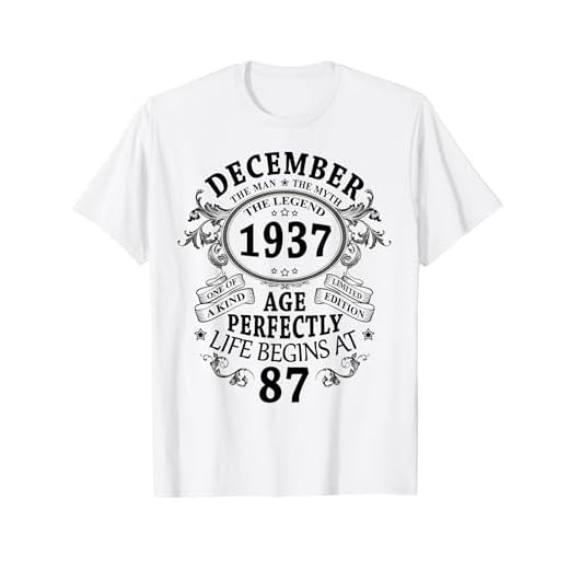 Regalo 87 Cumpleaños Mujer 87 Años Hombre Diciembre 1937 Camiseta