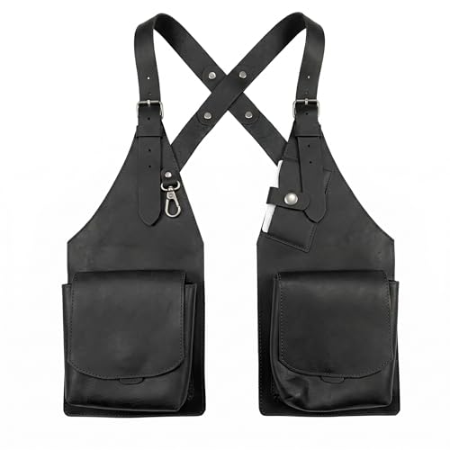 Bolso de hombro de cuero para hombre marrón con bolsillos dobles estilo medieval