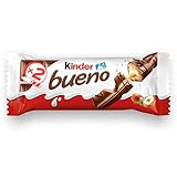Kinder Bueno - Fine Gaufrette Enrobée de Chocolat au Lait avec un Coeur Lait et Noisettes - Goûter Fondant et Croustillant - Format à partager- 30 x 2 Barres