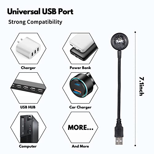 LuxLumin Car Roof Lights, USB Star Projector Night Light, Adjustable Interior Car Lights, Portable LED Lights 4 Colors& 9 Functional Modes Star Lights for Vehicle Decor,Ceiling, Bedroom,Party,2 Packs