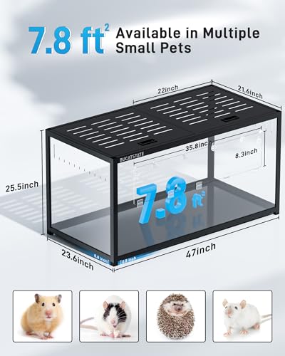 Image of BUCATSTATE Hamster Cage Metal 3.0 - Chewproof Large Rat Cage Stackable with Top Access Easy Assemble 47L x 23.6W x 25.5H Inches Dwarf Syrian Hamster Tank for Gerbil Mouse (7.75 ft, Black)
