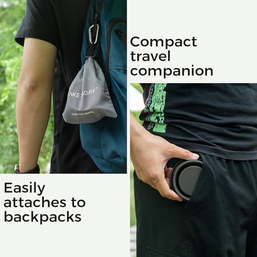 TakeToday Silikon Faltbare Becher 240 ml – Zusammenklappbarer Reisebecher, BPA-frei mit Kunststoff Deckel und wasserdichter Tasche – Trinkbecher-Set für Camping, Outdoor, Dunkelgrün