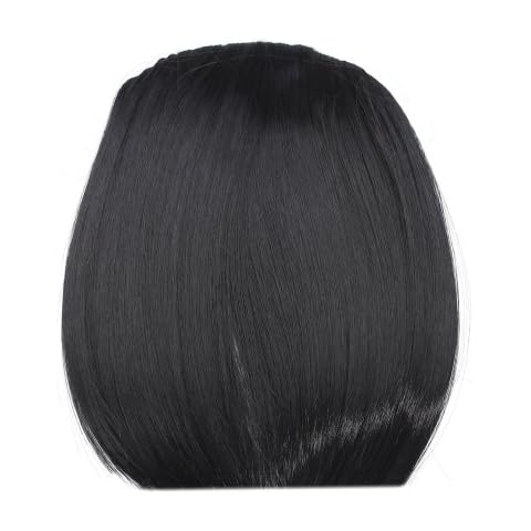 MISS20 Clip In On Bang Fringe Hair Extension Natural Black 1B#-Straight Cover