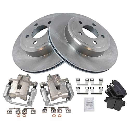 Image of TRQ Rear Brake Pad and Rotor Set Ceramic Vented Rotors Calipers | For 2005-2018 Chrysler 300 2006-2016 Dodge Charger 2009-2016 Challenger 2005-2008 Magnum