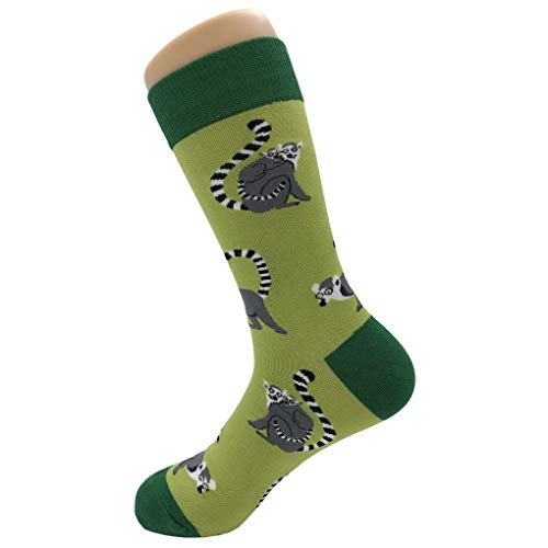Lemur Dress Socks Funny Novelty Crazy Fun Design Men Size 8-12 Cotton Casual Crew Colorful Funky Fancy Socks Gift for Men3