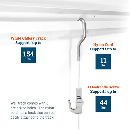 Image of Picture Rail Hanging System Covers 79 Inches | Gallery Wall Hanging System Includes TR101 Picture Rail Track, Nylon Cord, Adjustable Hooks, and Hardware- 1 Pack for Gallery or Home