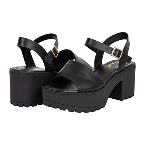 Womens Sandals Open Toe Lug sole Block Heeled Platform CHECA4