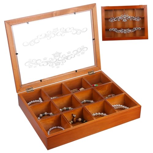 Coffret de rangement bois style rétro pour boucles d'oreilles - 2