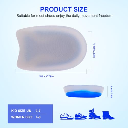 Image of Kids Heel Cups for Heel Pain - 1 Pair Sport Traction Shock Absorbing Lightweight Gel Heel Inserts for Kid's with Sensitive Heels, Heel Spurs, Plantar Fasciitis, or Ankle Pain by Plantarecover(Blue)